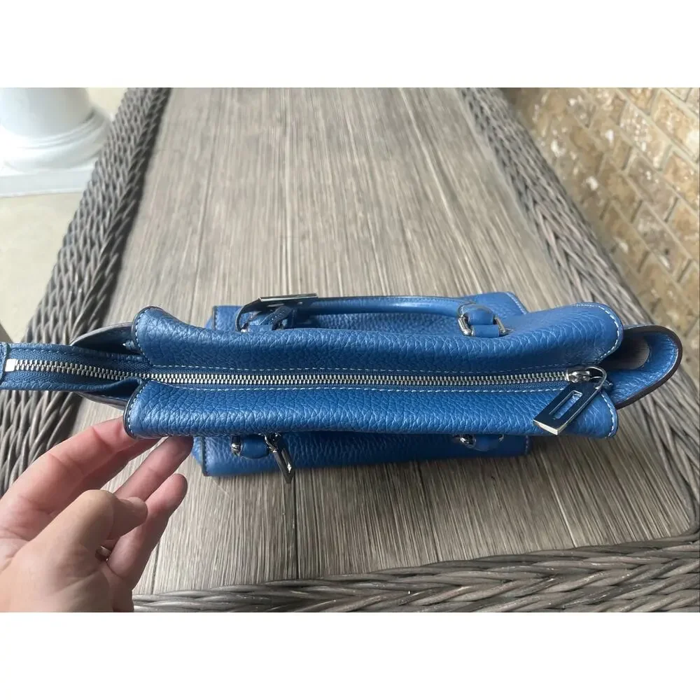 Michael Kors Kellen Saffiano Purse Leather Medium Satchel Crossbody Blue